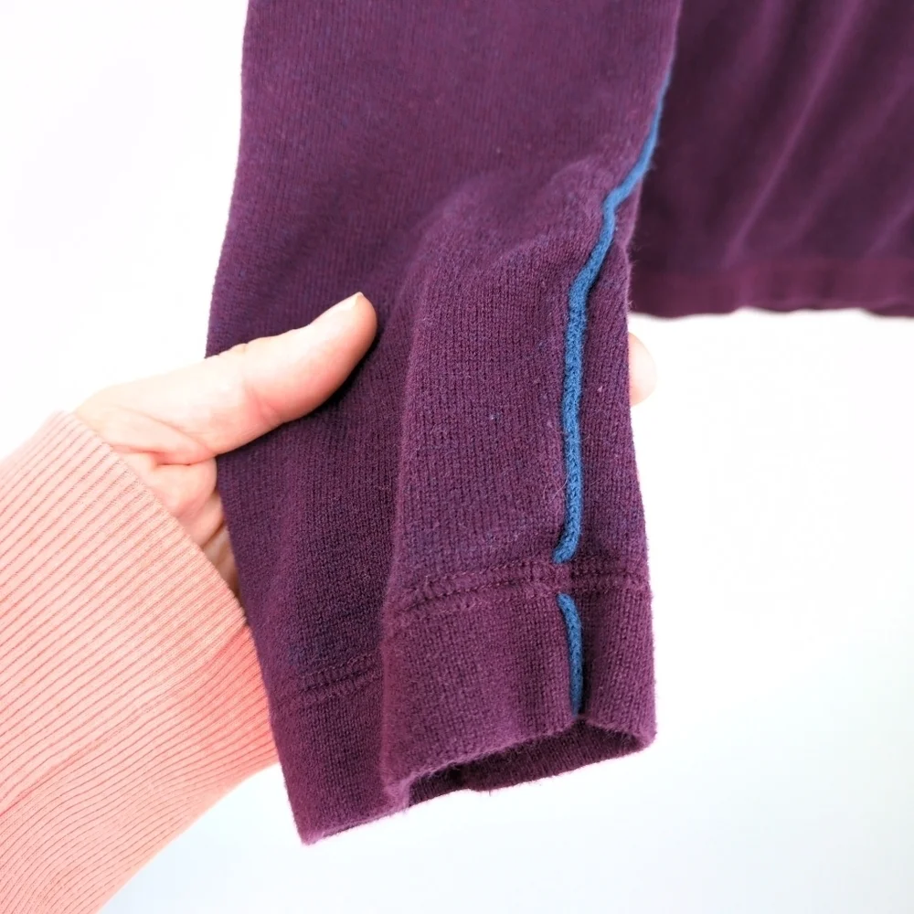 Sundance Men Medium Highland Stitch Henley Mockneck Sweater Burgundy Purple Blue